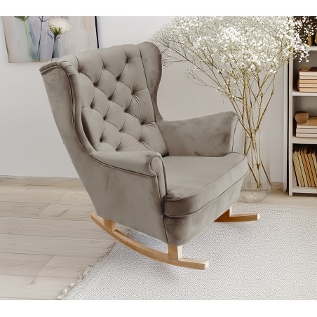 Fotel USZAK bujany tapicerowany z podłokietnikami, kolor Szary tkanina MAGIC VELVET