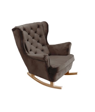Fotel USZAK bujany tapicerowany z podłokietnikami, kolor Brązowy tkanina MAGIC VELVET