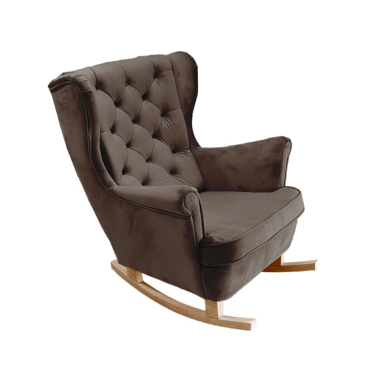 Fotel USZAK bujany tapicerowany z podłokietnikami, kolor Brązowy tkanina MAGIC VELVET