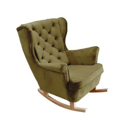 Fotel USZAK bujany tapicerowany z podłokietnikami, kolor Zielony tkanina MAGIC VELVET