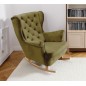 Fotel USZAK bujany tapicerowany z podłokietnikami, kolor Zielony tkanina MAGIC VELVET