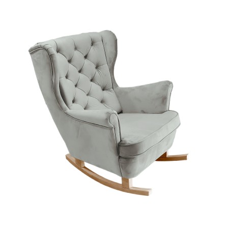 Fotel USZAK bujany tapicerowany z podłokietnikami, kolor Popielaty tkanina MAGIC VELVET