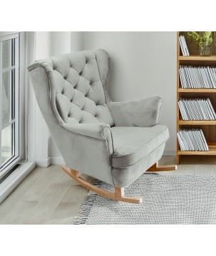 Fotel USZAK bujany tapicerowany z podłokietnikami, kolor Popielaty tkanina MAGIC VELVET