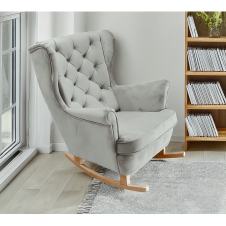 Fotel USZAK bujany tapicerowany z podłokietnikami, kolor Popielaty tkanina MAGIC VELVET