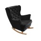 Fotel USZAK bujany tapicerowany z podłokietnikami, kolor Czarny tkanina MAGIC VELVET