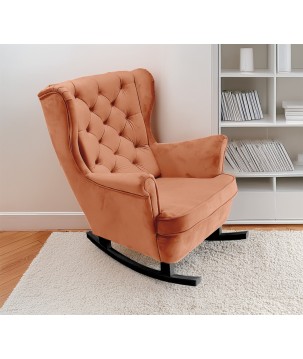 Fotel USZAK bujany tapicerowany z podłokietnikami, kolor Pomarańczowy tkanina MAGIC VELVET