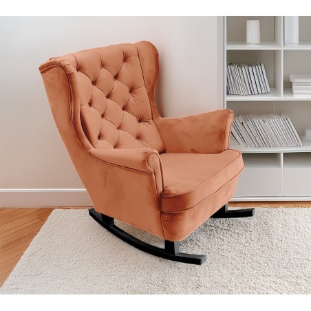 Fotel USZAK bujany tapicerowany z podłokietnikami, kolor Pomarańczowy tkanina MAGIC VELVET