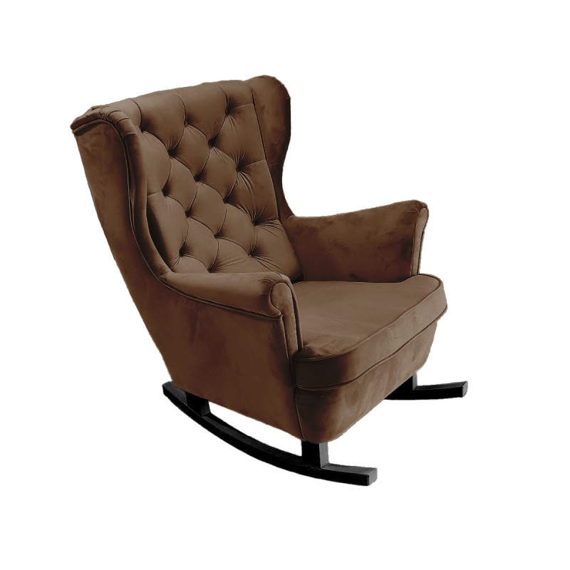 Fotel USZAK bujany tapicerowany z podłokietnikami, kolor Ciemny brąz tkanina MAGIC VELVET