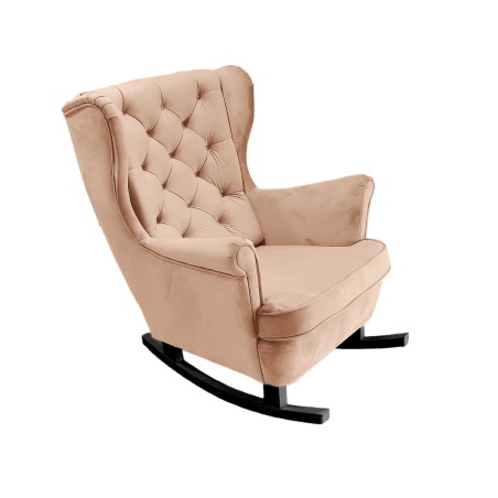 Fotel USZAK bujany tapicerowany z podłokietnikami, kolor Pudrowy róż tkanina MAGIC VELVET