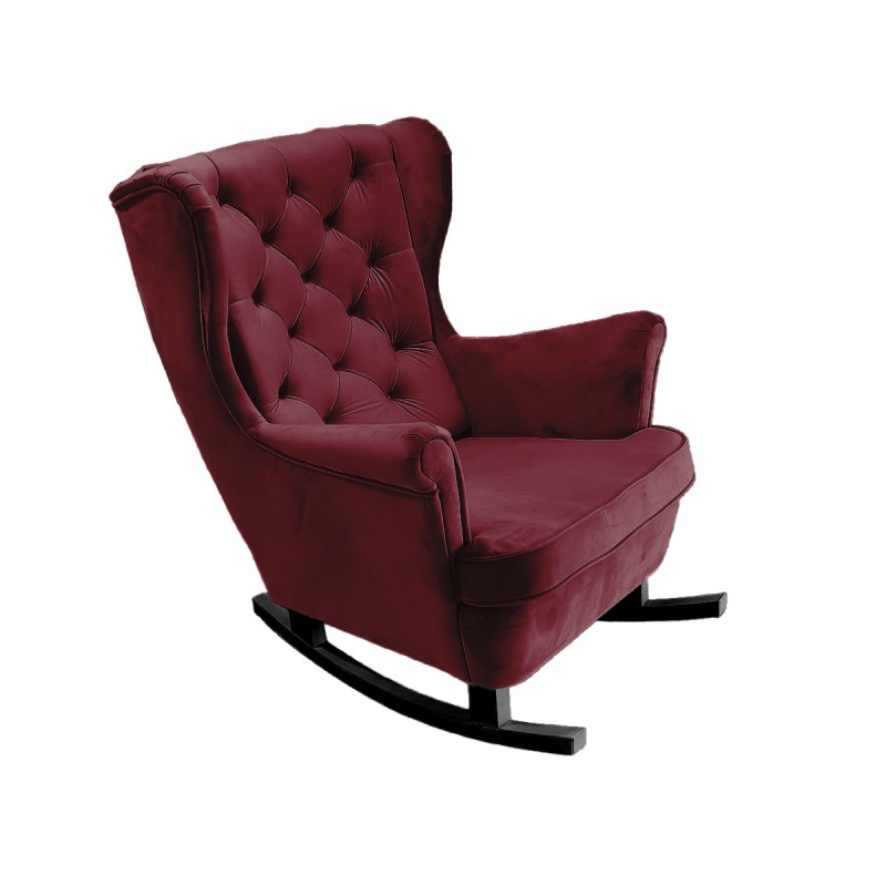 Fotel USZAK bujany tapicerowany z podłokietnikami, kolor Burgundowy tkanina MAGIC VELVET