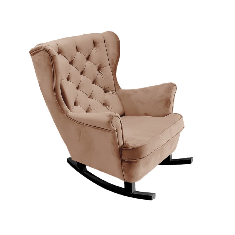 Fotel USZAK bujany tapicerowany z podłokietnikami, kolor Cappuccino tkanina MAGIC VELVET