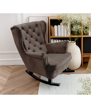 Fotel USZAK bujany tapicerowany z podłokietnikami, kolor Brązowy tkanina MAGIC VELVET