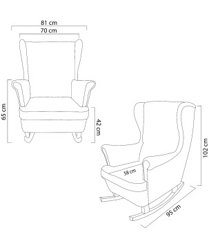 Fotel USZAK bujany tapicerowany z podłokietnikami, kolor Granatowy tkanina MAGIC VELVET