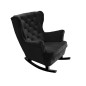 Fotel USZAK bujany tapicerowany z podłokietnikami, kolor Czarny tkanina MAGIC VELVET