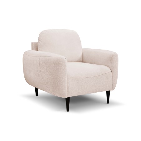 Fotel BOHO na drewnianych nogach z oparciem i podłokietnikami w tkaninie Perfect Harmony 02