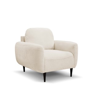 Fotel BOHO na drewnianych nogach z oparciem i podłokietnikami w tkaninie Perfect Harmony 07