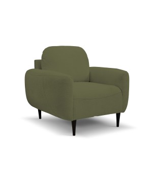 Fotel BOHO na drewnianych nogach z oparciem i podłokietnikami w tkaninie Perfect Harmony 39