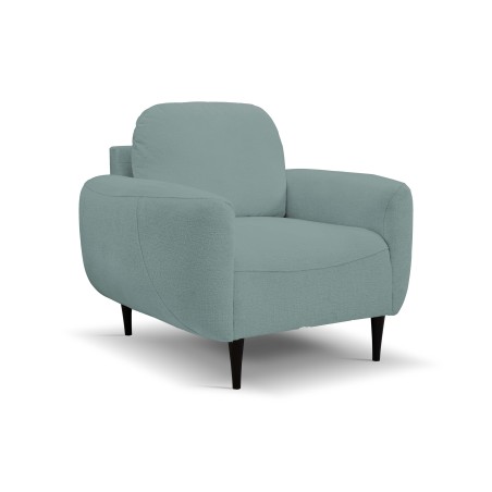 Fotel BOHO na drewnianych nogach z oparciem i podłokietnikami w tkaninie Perfect Harmony 72