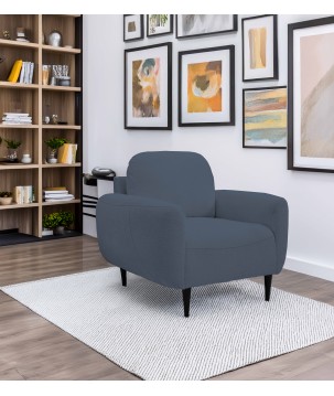 Fotel BOHO na drewnianych nogach z oparciem i podłokietnikami w tkaninie Perfect Harmony 77