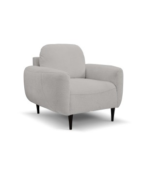 Fotel BOHO na drewnianych nogach z oparciem i podłokietnikami w tkaninie Perfect Harmony 80