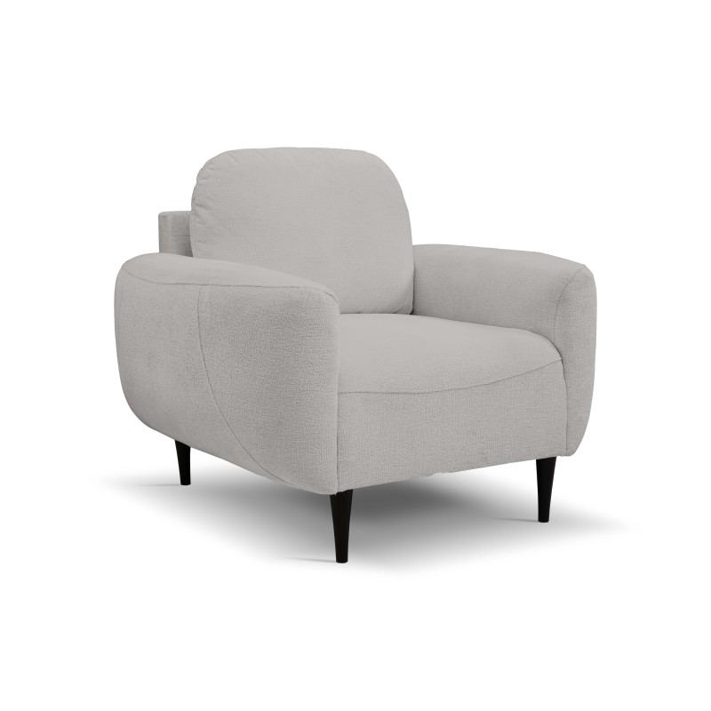 Fotel BOHO na drewnianych nogach z oparciem i podłokietnikami w tkaninie Perfect Harmony 80