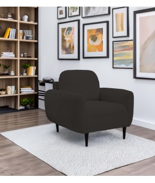 Fotel BOHO na drewnianych nogach z oparciem i podłokietnikami w tkaninie Perfect Harmony 99