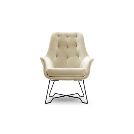 Fotel EZO na stalowych nogach z oparciem i podłokietnikami w tkaninie Monolith 02