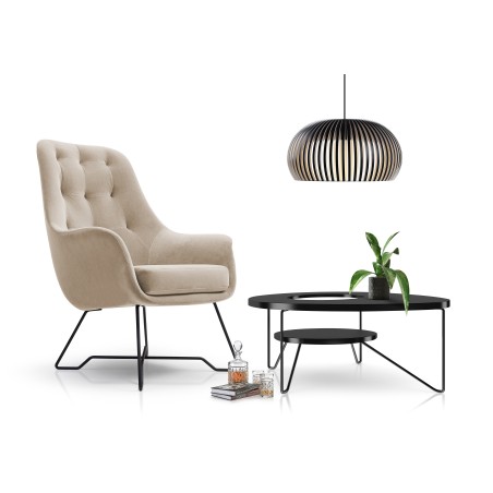 Fotel EZO na stalowych nogach z oparciem i podłokietnikami w tkaninie Monolith 04