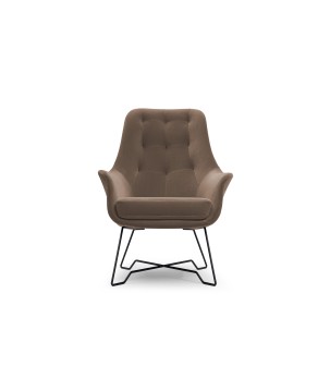 Fotel EZO na stalowych nogach z oparciem i podłokietnikami w tkaninie Monolith 09