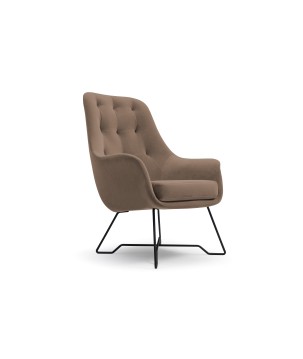 Fotel EZO na stalowych nogach z oparciem i podłokietnikami w tkaninie Monolith 09