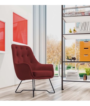 Fotel EZO na stalowych nogach z oparciem i podłokietnikami w tkaninie Monolith 59