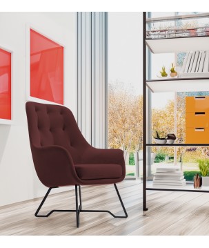 Fotel EZO na stalowych nogach z oparciem i podłokietnikami w tkaninie Monolith 69