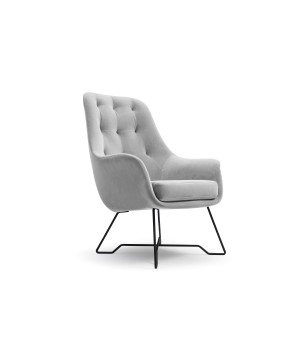 Fotel EZO na stalowych nogach z oparciem i podłokietnikami w tkaninie Monolith 84