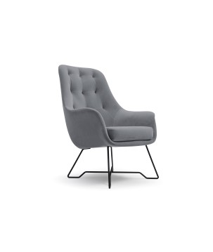 Fotel EZO na stalowych nogach z oparciem i podłokietnikami w tkaninie Monolith 85