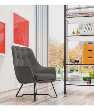 Fotel EZO na stalowych nogach z oparciem i podłokietnikami w tkaninie Monolith 92