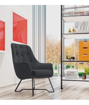 Fotel EZO na stalowych nogach z oparciem i podłokietnikami w tkaninie Monolith 97