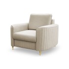 Fotel LAREN na stalowych nogach z oparciem i podłokietnikami w tkaninie CASTEL 03