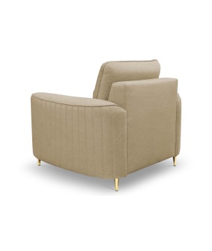 Fotel LAREN na stalowych nogach z oparciem i podłokietnikami w tkaninie CASTEL 15