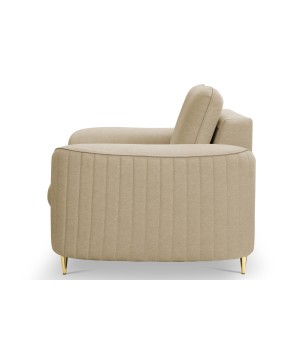 Fotel LAREN na stalowych nogach z oparciem i podłokietnikami w tkaninie CASTEL 15