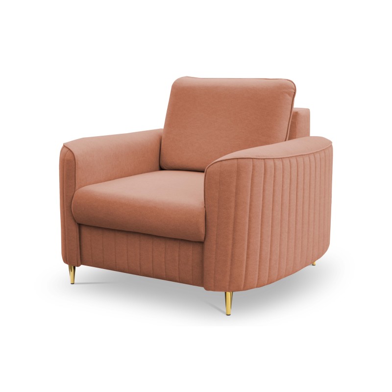 Fotel LAREN na stalowych nogach z oparciem i podłokietnikami w tkaninie CASTEL 55