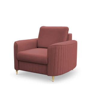 Fotel LAREN na stalowych nogach z oparciem i podłokietnikami w tkaninie CASTEL 59