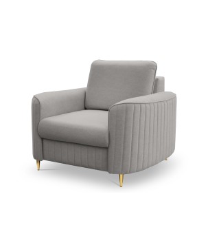 Fotel LAREN na stalowych nogach z oparciem i podłokietnikami w tkaninie CASTEL 80