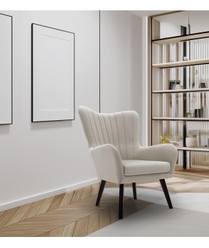 Fotel TED z wysokim oparciem i siedziskiem w tkaninie VELLUTO 01