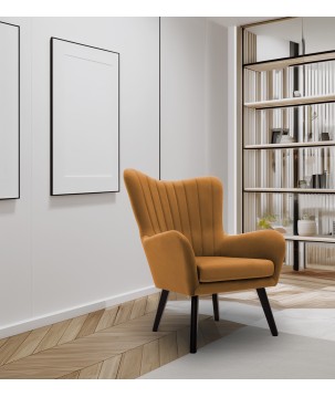 Fotel TED z wysokim oparciem i siedziskiem w tkaninie VELLUTO 08