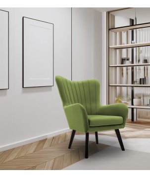 Fotel TED z wysokim oparciem i siedziskiem w tkaninie VELLUTO 09