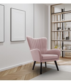 Fotel TED z wysokim oparciem i siedziskiem w tkaninie VELLUTO 14