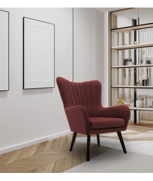 Fotel TED z wysokim oparciem i siedziskiem w tkaninie VELLUTO 32