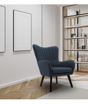 Fotel TED z wysokim oparciem i siedziskiem w tkaninie VELLUTO 37