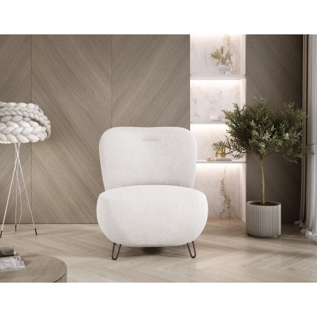 Fotel LUIS skandynawski wolnostojący na metalowych nogach w tkaninie ANTHOLOGY 01