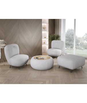 Fotel LUIS skandynawski wolnostojący na metalowych nogach w tkaninie ANTHOLOGY 17